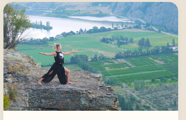 Heidi practicing yoga on the Okanagan cliffs